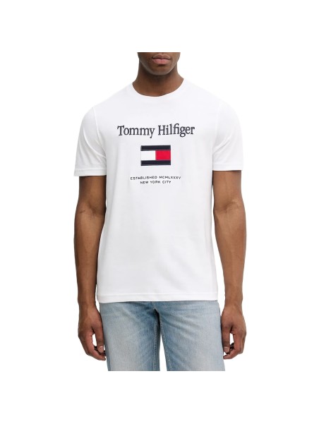 TOMMY HILFIGER - MW0MW42736 - TOMMY EMBRO FLAG TEE, YBR
