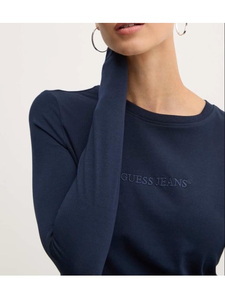 Guess - T-shirt Donna Maniche Lunghe Girocollo