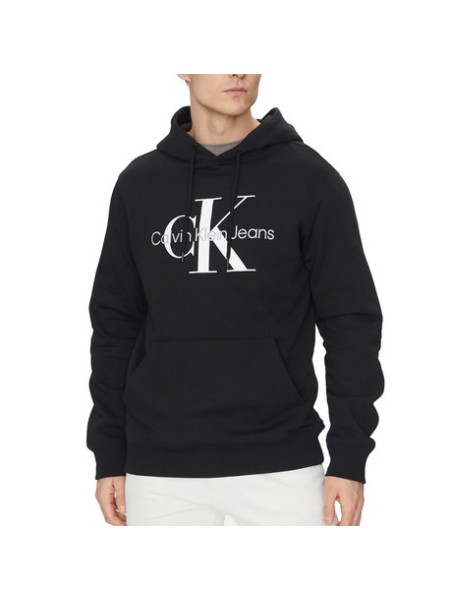 Calvin Klein - Felpa M. Lunga Tinta Unita Felpata Logo Cappuccio
