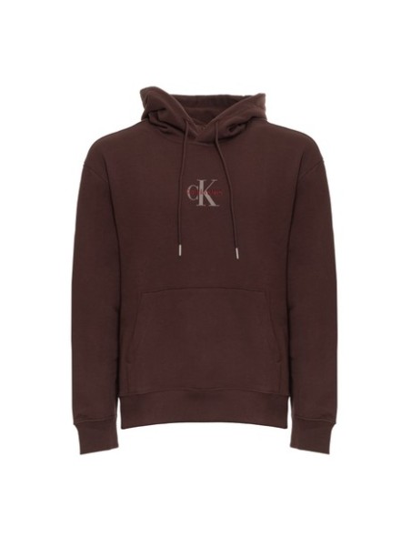 Calvin Klein - Felpa Tascone Tinta Unita Logo Cappuccio